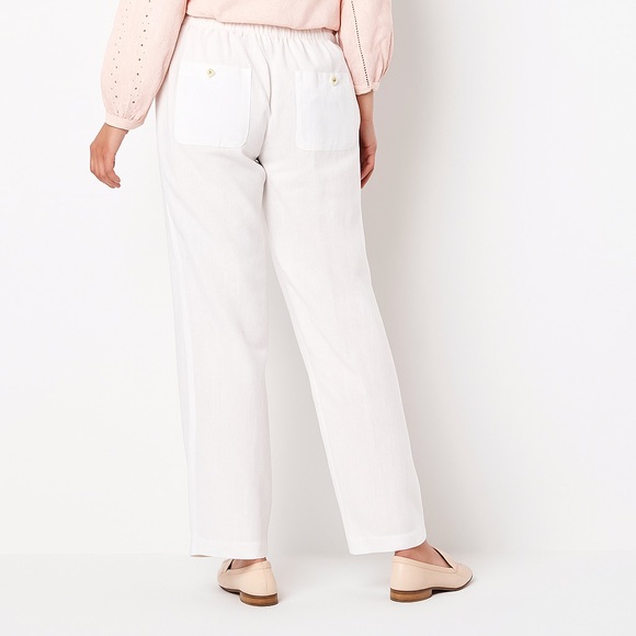 Liz Claiborne Womens Linen Cotton Pants White XL Relaxed Fit Beach Casual - Picture 1 of 13